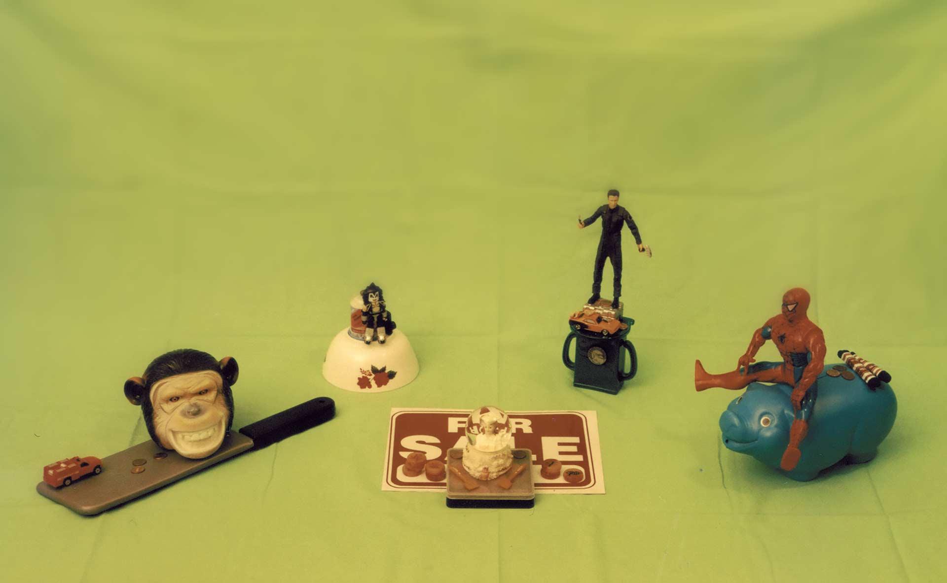 Five 4 dollar sculptures 2003, five sculptures made assembling items that altogether (including glue) cost four dollars.